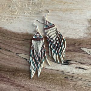 Fringe hand made beaded earrings